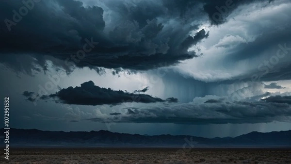 Obraz Dramatic Storm Clouds Over Desert Landscape