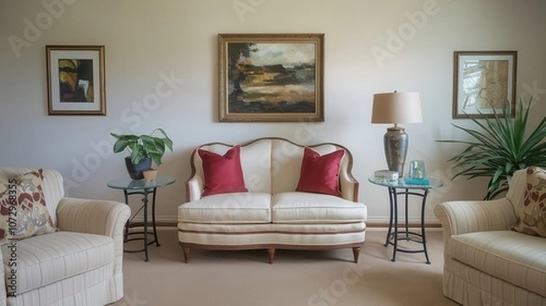 Fototapeta Elegant Living Room with Classic Furniture and Artwork