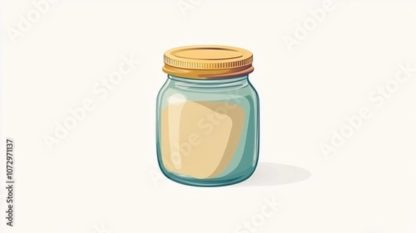 Fototapeta Tiny Glass Seed Jar with Screw Lid on White Background Flat Design
