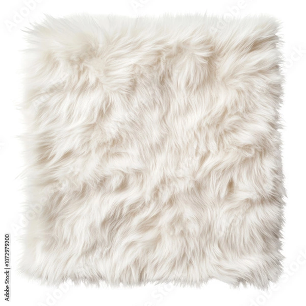 Fototapeta A plush, white fur square with soft, textured fibers that creates a cozy and luxurious appearance.