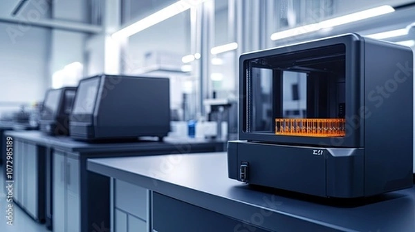 Fototapeta High-tech lab printer producing small-scale electronic parts