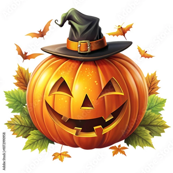 Fototapeta A collection of carved pumpkins and tools for Halloween decoration