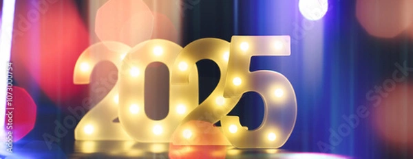 Fototapeta Merry Christmas and happy new year concept , Banner.Happy New Year 2025. A symbol from the number 2025