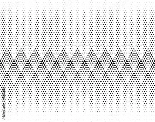 Fototapeta Geometric pattern of black triangles on a white background.Seamless in one direction.Option with a AVERAGE fade out.Scale method.