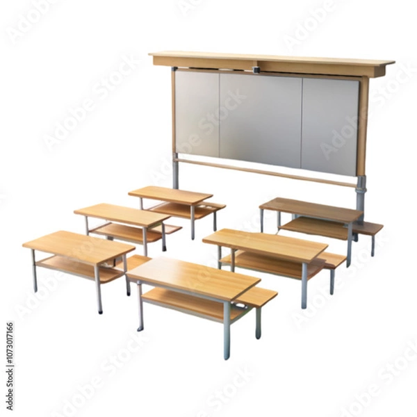 Fototapeta A group of people are sitting around a table in a library