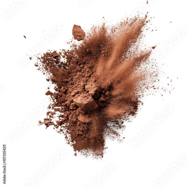 Fototapeta Cocoa powder explosion isolated transparent background  on transparent background