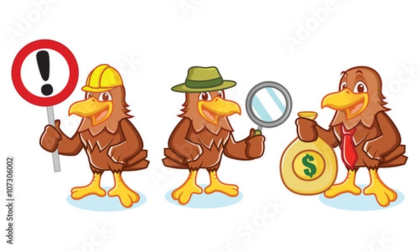 Obraz Hawk Mascot Vector with sign