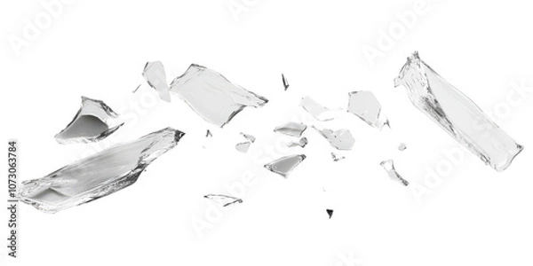 Fototapeta Shattered Glass Texture  Broken Glass Pieces  Abstract Glass Design  Glass Shard  Broken G  on transparent background