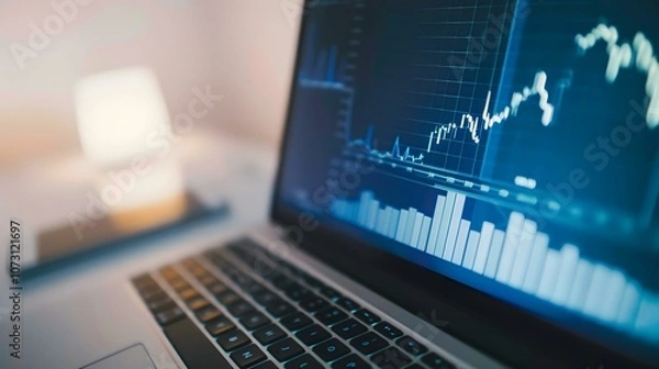 Fototapeta Financial Data Analysis on Laptop Screen