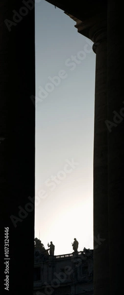 Obraz Statue silhouettes at backlight sunset in Rome