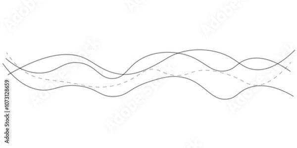 Fototapeta Vector curve wave seamless pattern background. Abstract thin gray and white wavy lines background. Thin wavy curve line vector background.