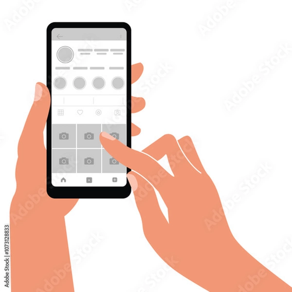 Obraz Hands holding a mobile phone.