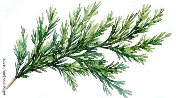 Fototapeta Cedar branch on white isolate background.