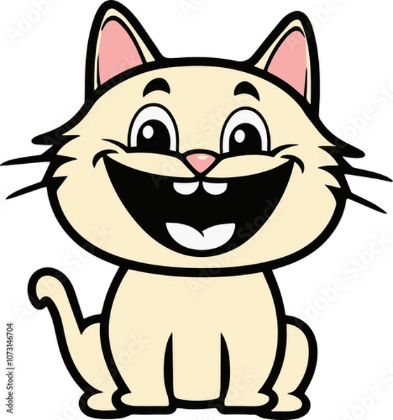 Fototapeta A cheerful cartoon cat with a big smile, perfect for fun illustrations.