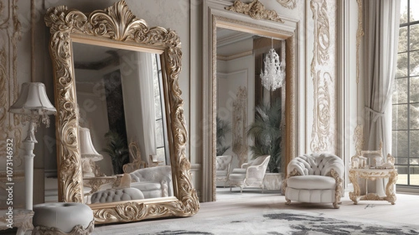 Fototapeta Ornate Mirrors with Intricate Floral Carvings