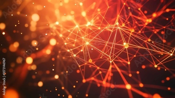 Fototapeta Abstract neural pattern with intersecting lines and glowing points, depicting interconnected pathways of digital intelligence and AI development