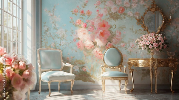 Obraz Rococo and Baroque Style Blend with Pastel Colors