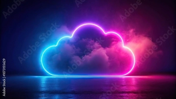 Fototapeta Abstract neon illuminated cloud reflection