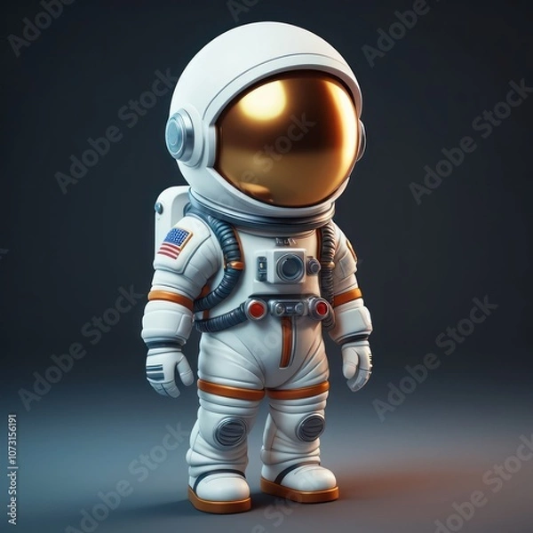 Obraz 3d cartoon astronaut illustration model isolated on a white background