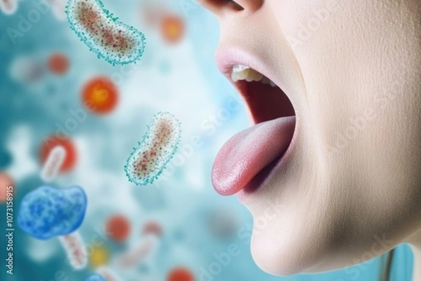 Fototapeta Human Interaction with Bacteria: Microbiology and Health Visualization for Educational Use