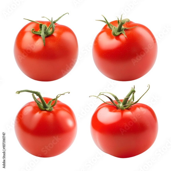 Fototapeta Set of 4 Tomatoes Isolated on Transparent Background
