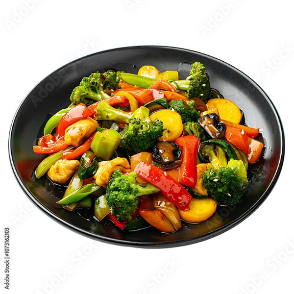 Fototapeta Stir Fry Vegetables Isolated on Transparent Background