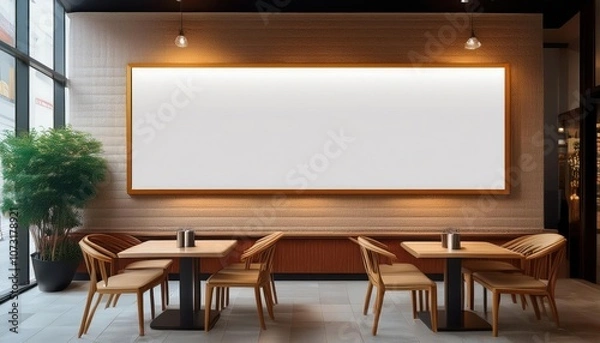 Fototapeta Restaurant Menu Board Blank Mockup – Showcase Your Menu Items and Prices on Wall
