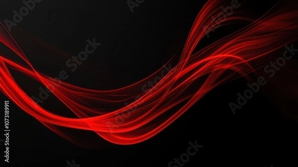 Fototapeta A striking horizontal red flare over a dark, minimalist black canvas, conveying a sleek, modern elegance in every line