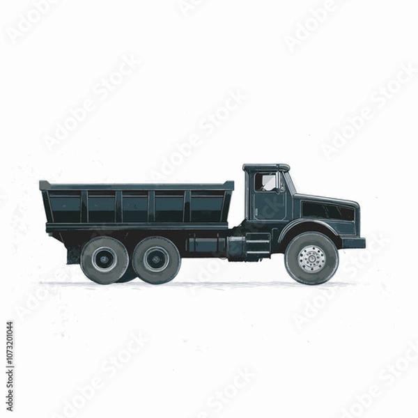 Obraz Black Dump Truck Side View Illustration