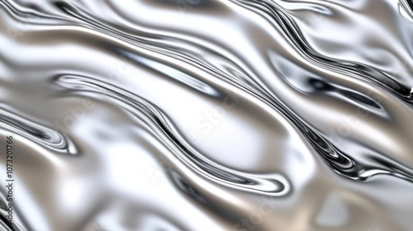 Fototapeta An abstract silver wave texture with smooth ripples, creating a captivating and serene visual effect.