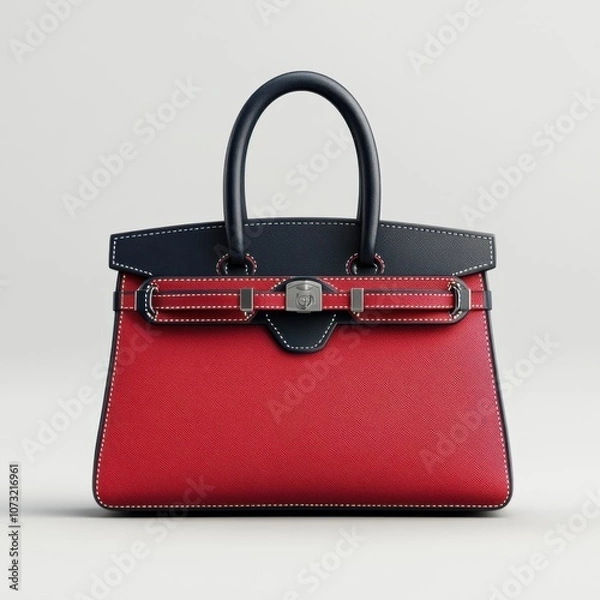 Fototapeta A luxurious red and black handbag featuring an elegant design and structured shape, perfect for stylish accessories.
