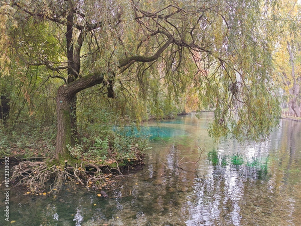 Obraz A magic view of Fonti del Clitunno with river in the autumn season