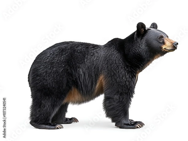 Fototapeta Black bear standing on a white background