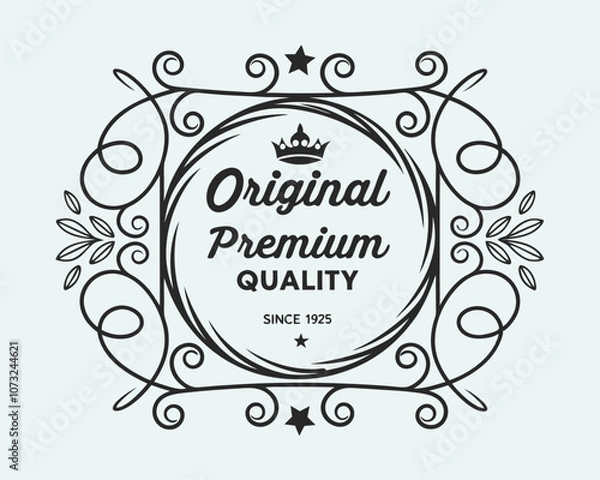Fototapeta Oriental Premium Quality Lettering with Round Frame. Vector Illustration.
