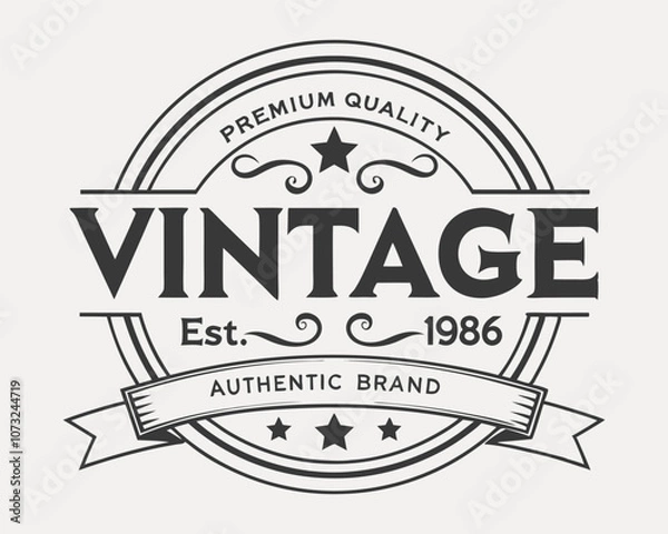 Fototapeta Vintage label premium quality badge vector illustration. Retro design element.
