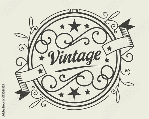 Fototapeta Vintage label with decorative elements, vector illustration eps10 graphic
