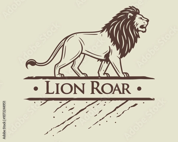 Fototapeta Lion logo on a white background. Vector illustration in vintage style.
