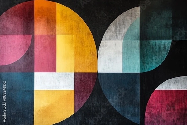 Obraz Simple geometric design with soft colors, smooth transitions, and gentle illumination on a dark canvas.