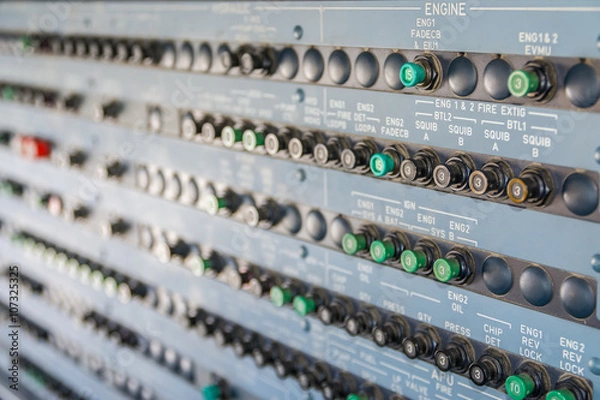 Fototapeta Button panel in the aircraft cockpit