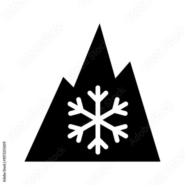 Fototapeta 3PMSF  (Three-Peak Mountain Snow Flake) symbol. Vector illustration of snowflake inside mountain peaks. Indicator located on sidewall of tire. Winter and all-season tires icon.