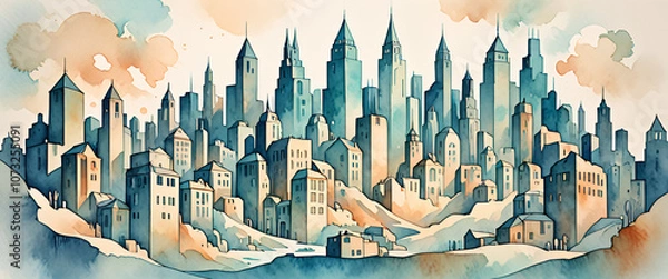 Fototapeta illustrazione sfondo con elementi astratti a tema paesaggistico surreale