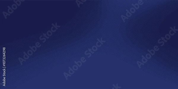 Fototapeta Vector abstract dark blue dotted background with dimensional perspective, technology and science theme, big data flow, geometric