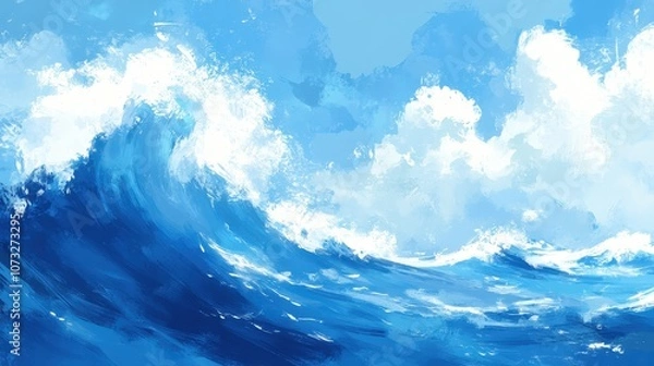 Fototapeta Serene Ocean Waves in Soft Blue Tones
