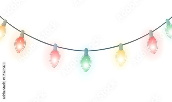 Fototapeta A string of colorful holiday lights glowing softly.