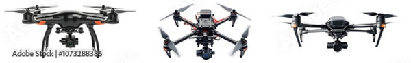 Fototapeta Variety of drones for aerial photography and exploration isolated on transparent background