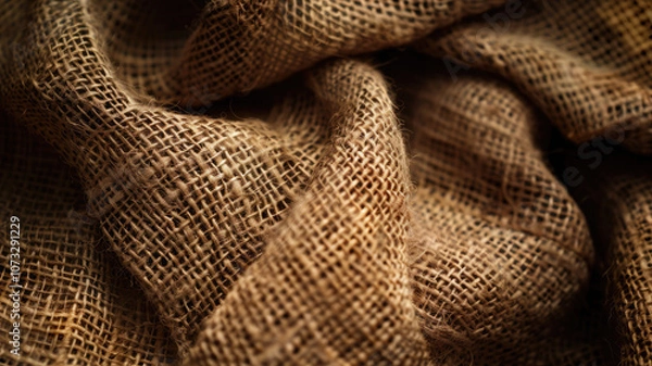 Fototapeta Natural Brown Jute Fabric Close-Up for Design Projects
