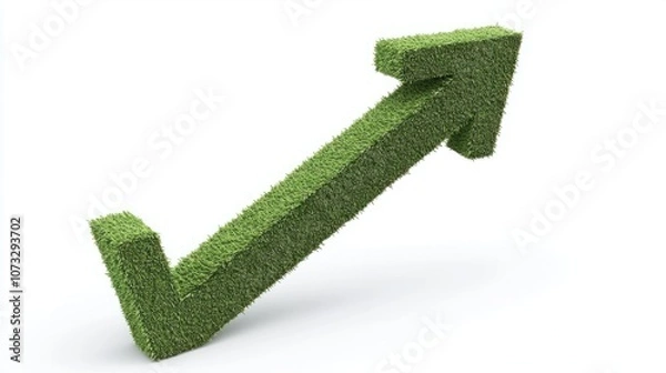 Fototapeta Large green arrow pointing right, isolated on white, showing forward progress