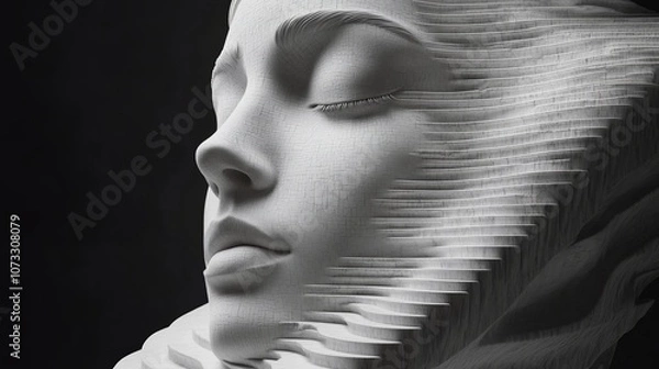Fototapeta When Faces Become Architecture: A Surrealist Vision.Concept of the human mind, the infinite nature of thought, surrealism, architectural design, digital art, illusion, perception, cognitive psychology