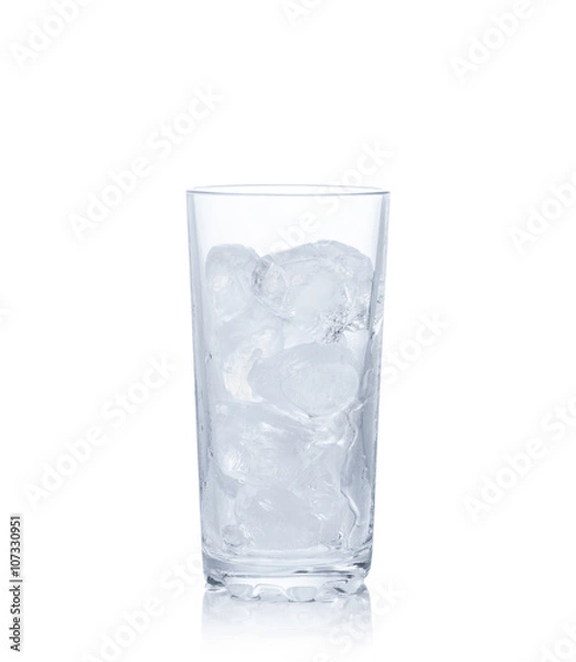 Obraz A glass with ice isolated on white background.