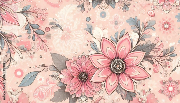 Obraz 淡い優しいピンク色の花があるイラスト